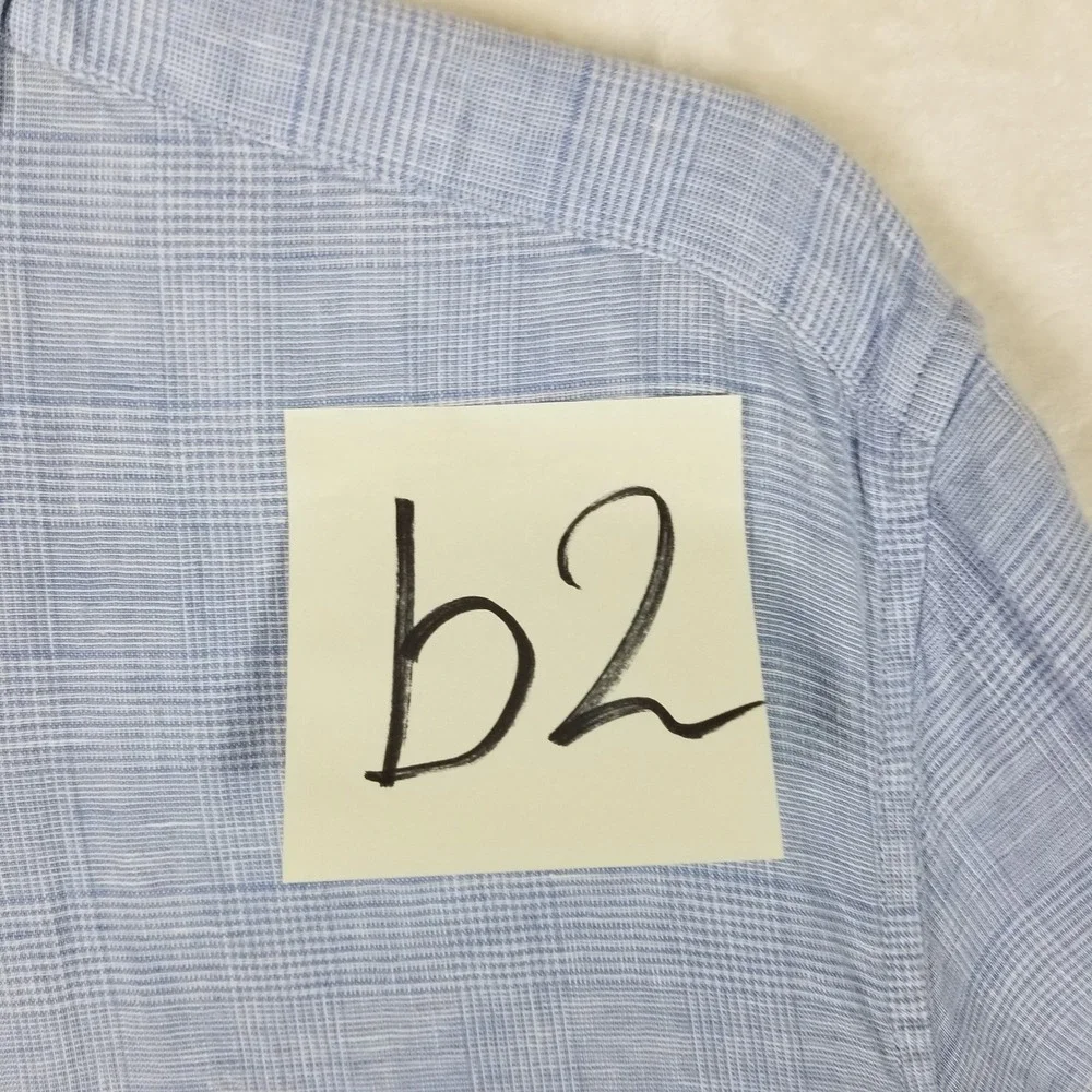 Banana Republic Button Down Men XL Blue Tailored Slim Linen Long Sleeve Shirt